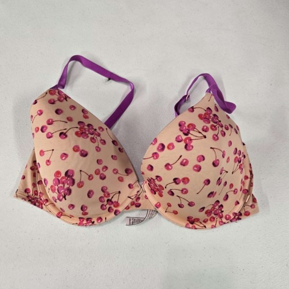 Victoria's Secret‎ Women Bra 34DD Beige Lightly Lined Cherry T Shirt Underwired